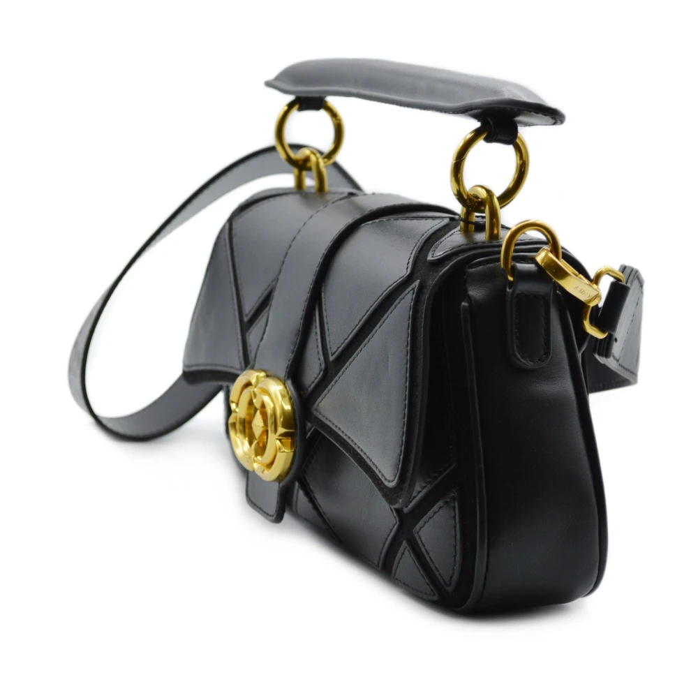 La Carrie Leren Suède Handtas Geborduurd Black Dames
