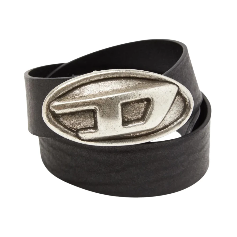 Diesel Men's Black Belts, 90 Cm, B-Double D