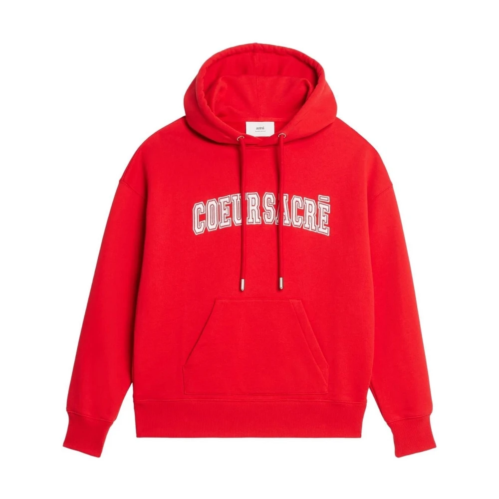 Ami Paris Geborduurde hoodie met Heilig Hart Red Heren