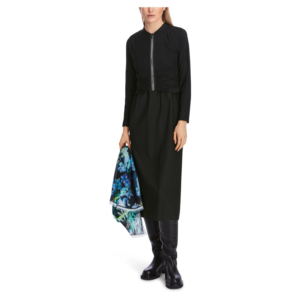 Marc Cain Geplooide Midi Jurk met Jas Black Dames