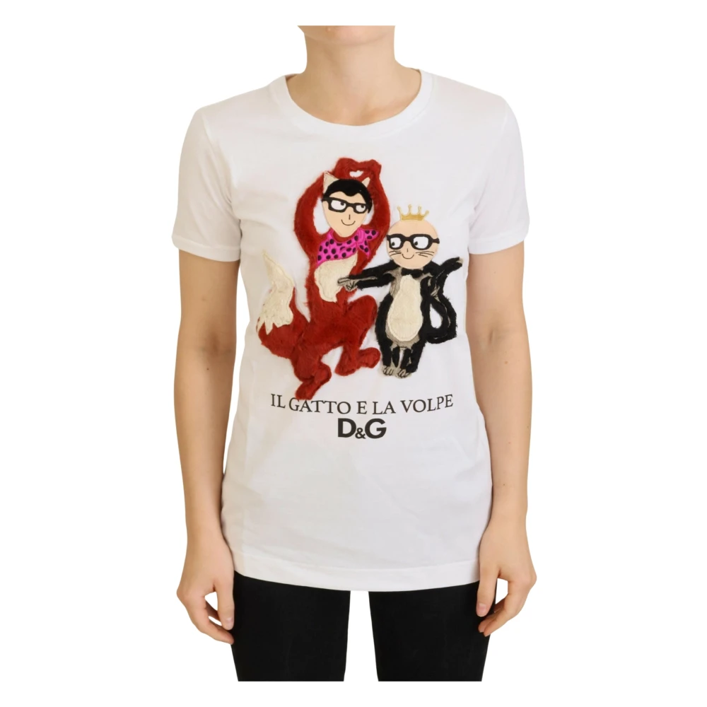 Dolce & Gabbana White Textured Short Sleeve T-Shirt - Female - T-Shirts - 2XS - Tops