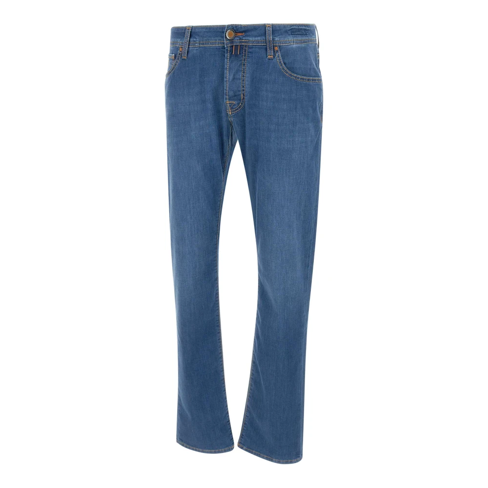 Jacob Cohën Blauwe Stretch Denim Jeans met Pochette Blue Heren