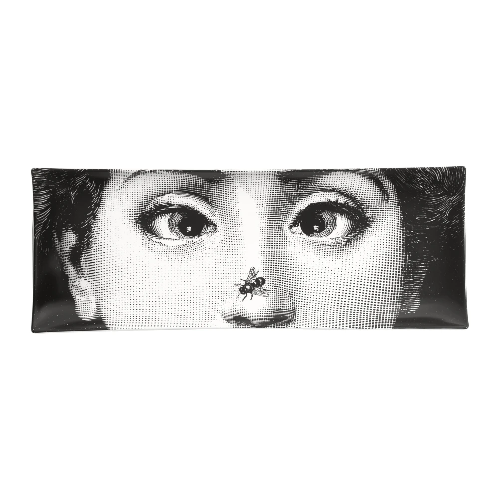 Fornasetti Met de hand versierde porseleinen dienblad Tema e Variazioni serie Black Dames