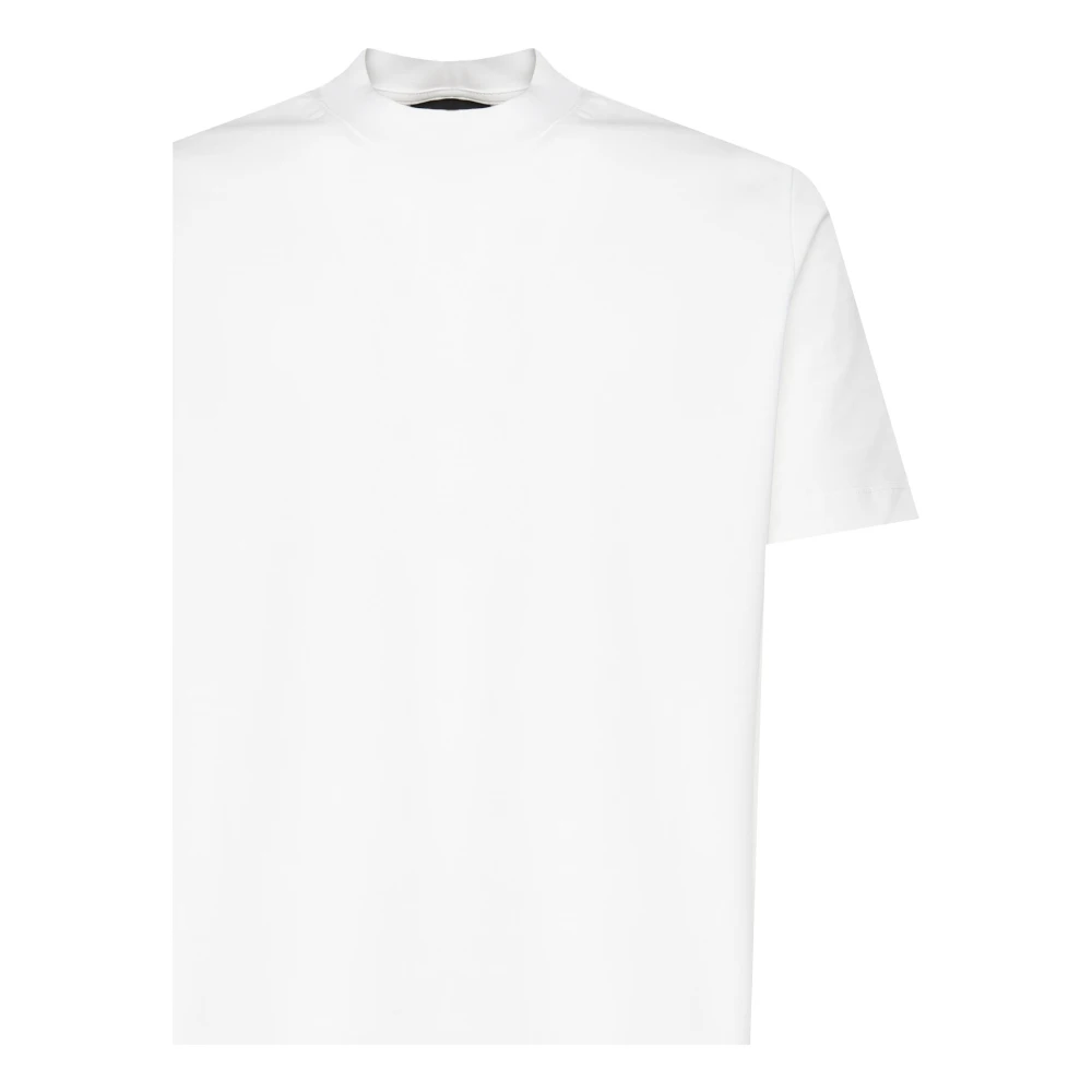 Giuliano Galiano Witte Katoenen T-shirt Ronde Kraag Halve Mouwen White Heren