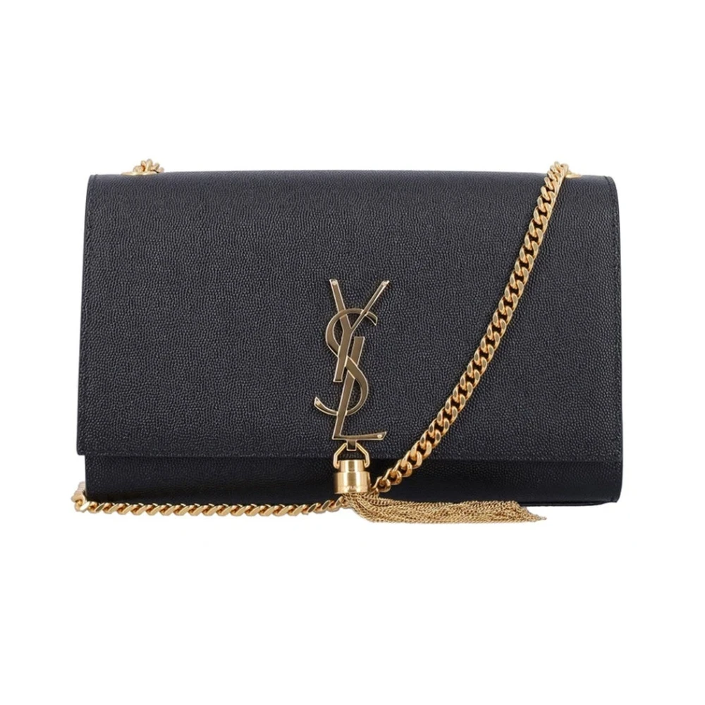 Saint Laurent Kleine schoudertas met kettingriem Black Dames