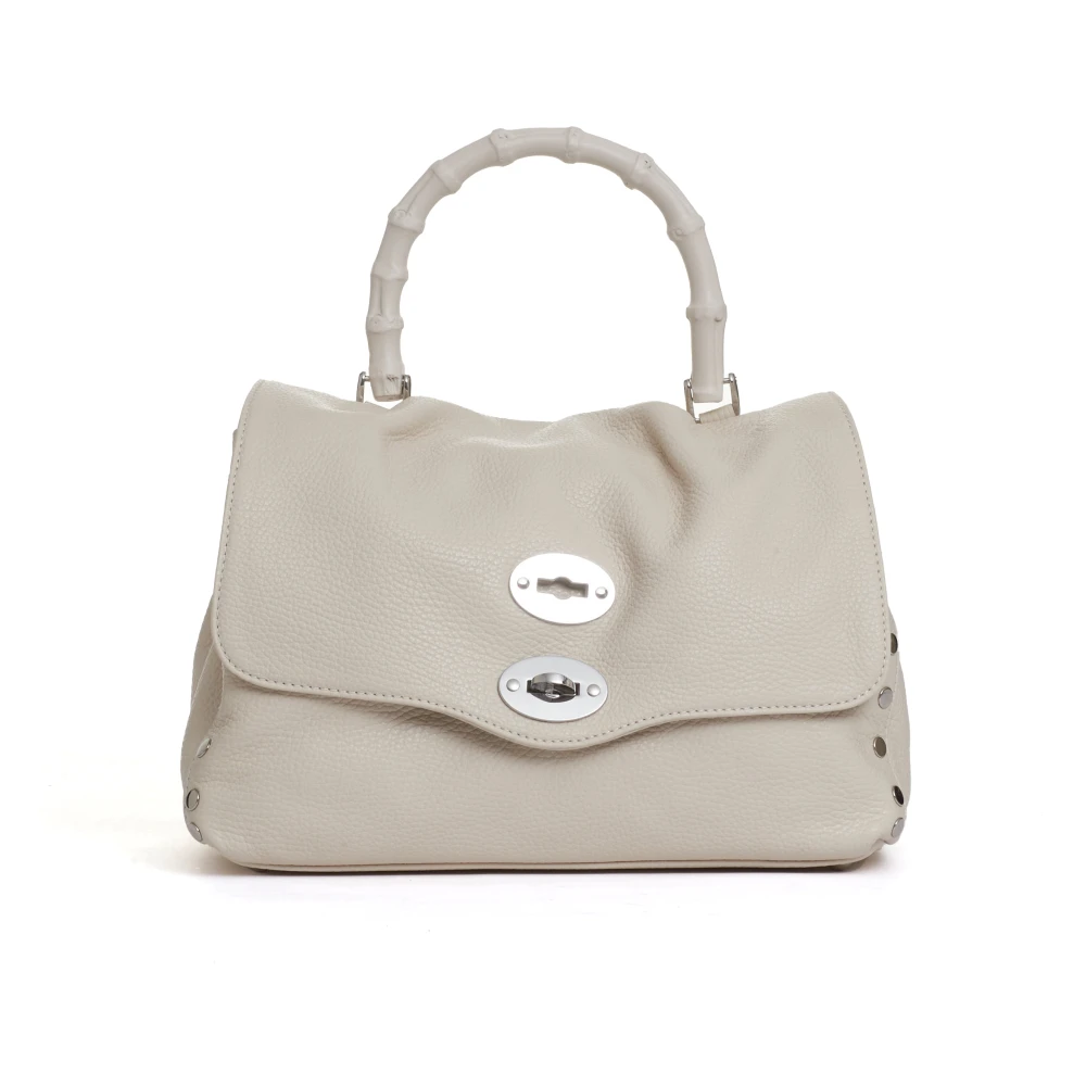 Zanellato Witte Leren Handtas Postina S Bamboo White Dames