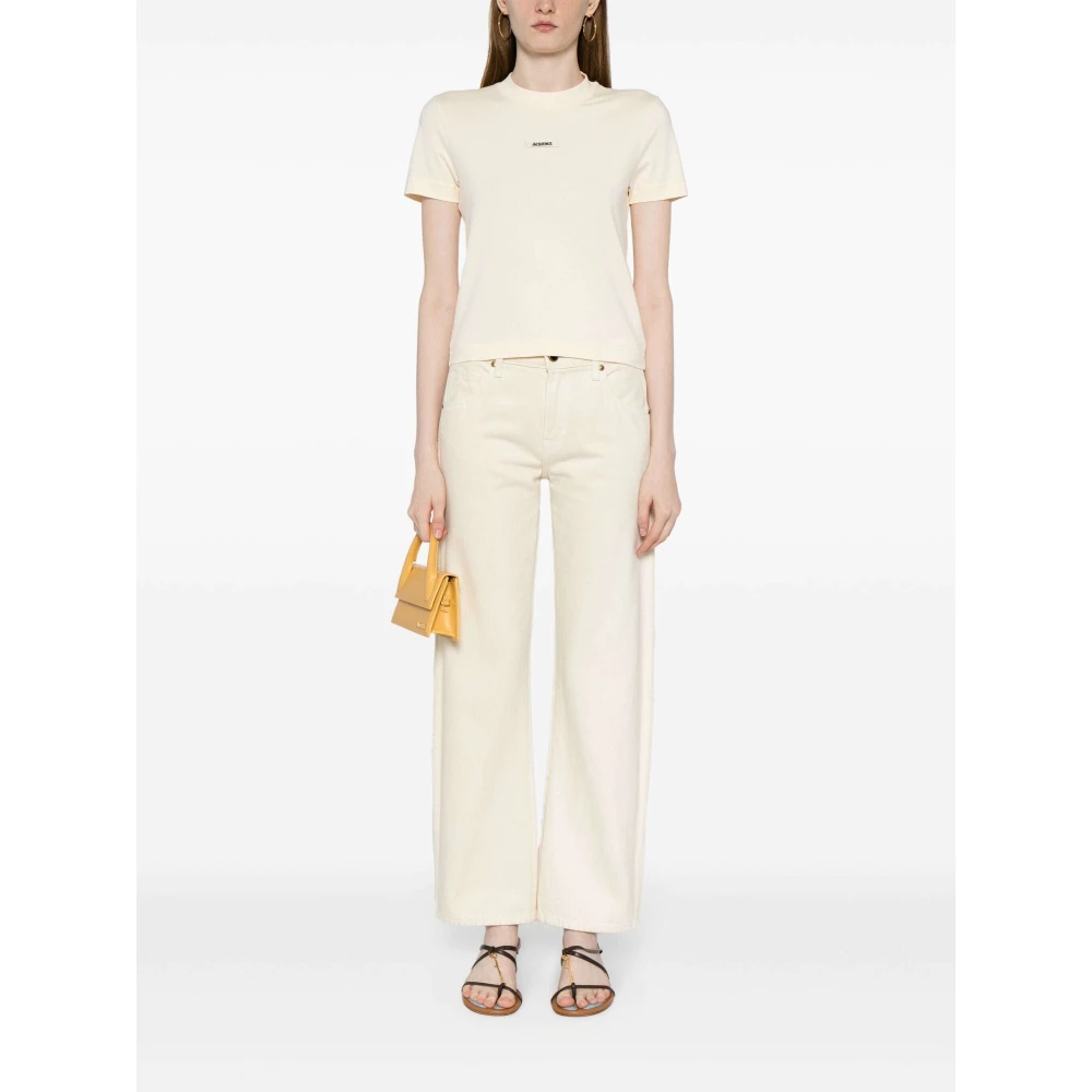 Jacquemus Minimalistisch Stretch Katoenen T-Shirt Beige Dames