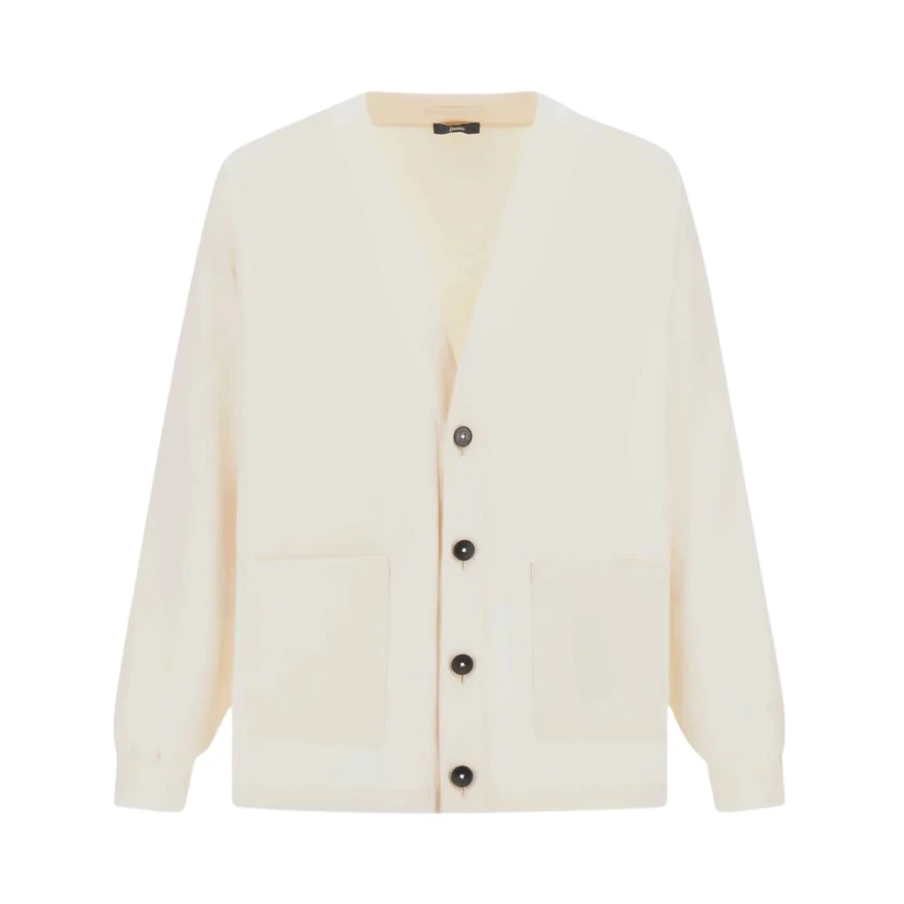 Herno Men's White Cardigans, M, Woven Jacket
