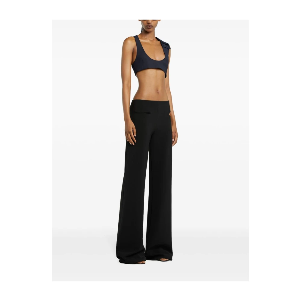 Courrèges Zwarte broek met zijdelingse knoopsluiting en details Black Dames