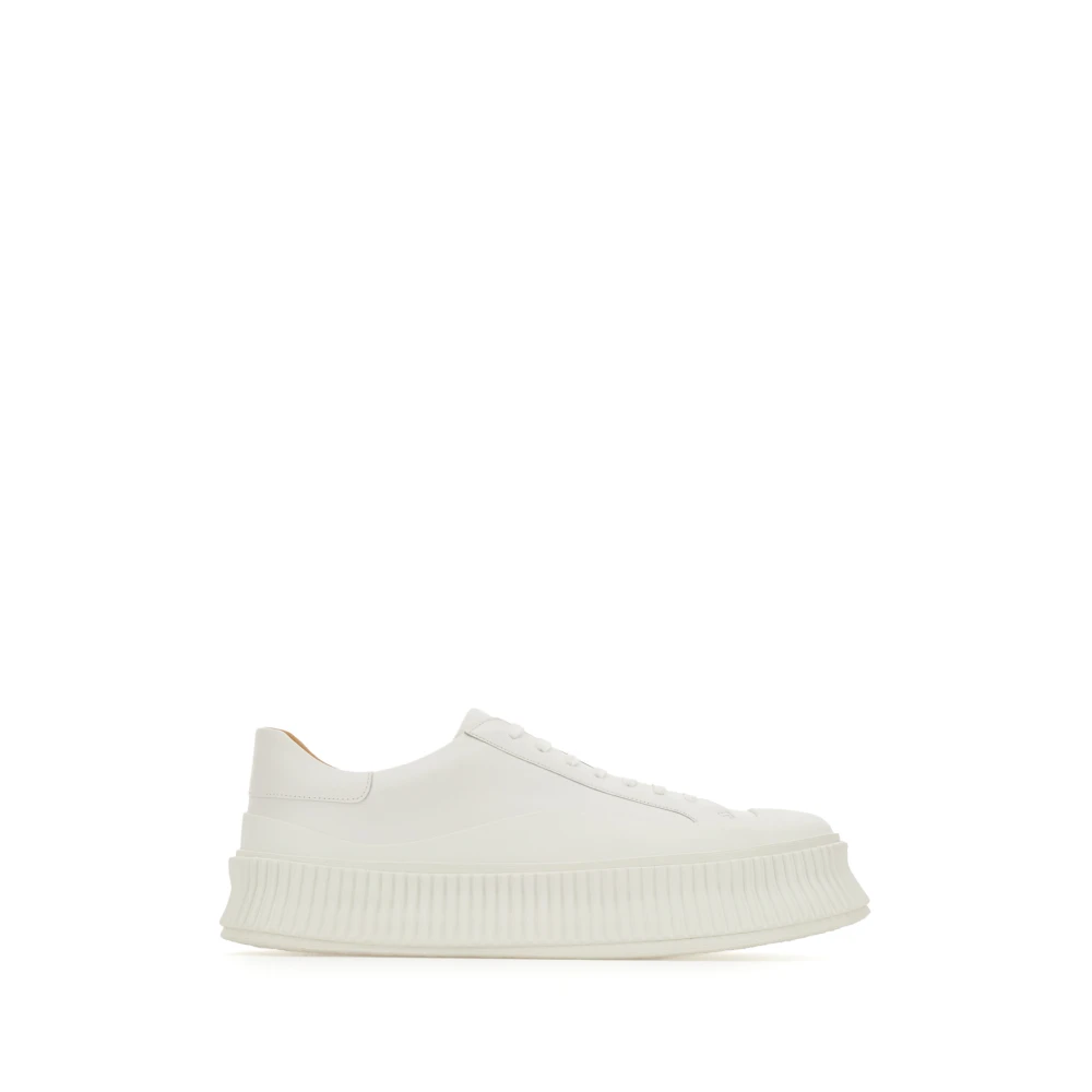 Jil Sander Lace-up Leather Platform Sneakers Heren Schoenen Wit