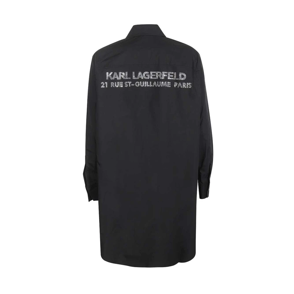 Karl Lagerfeld Klassieke Katoenen Shirt met Strass Black Dames