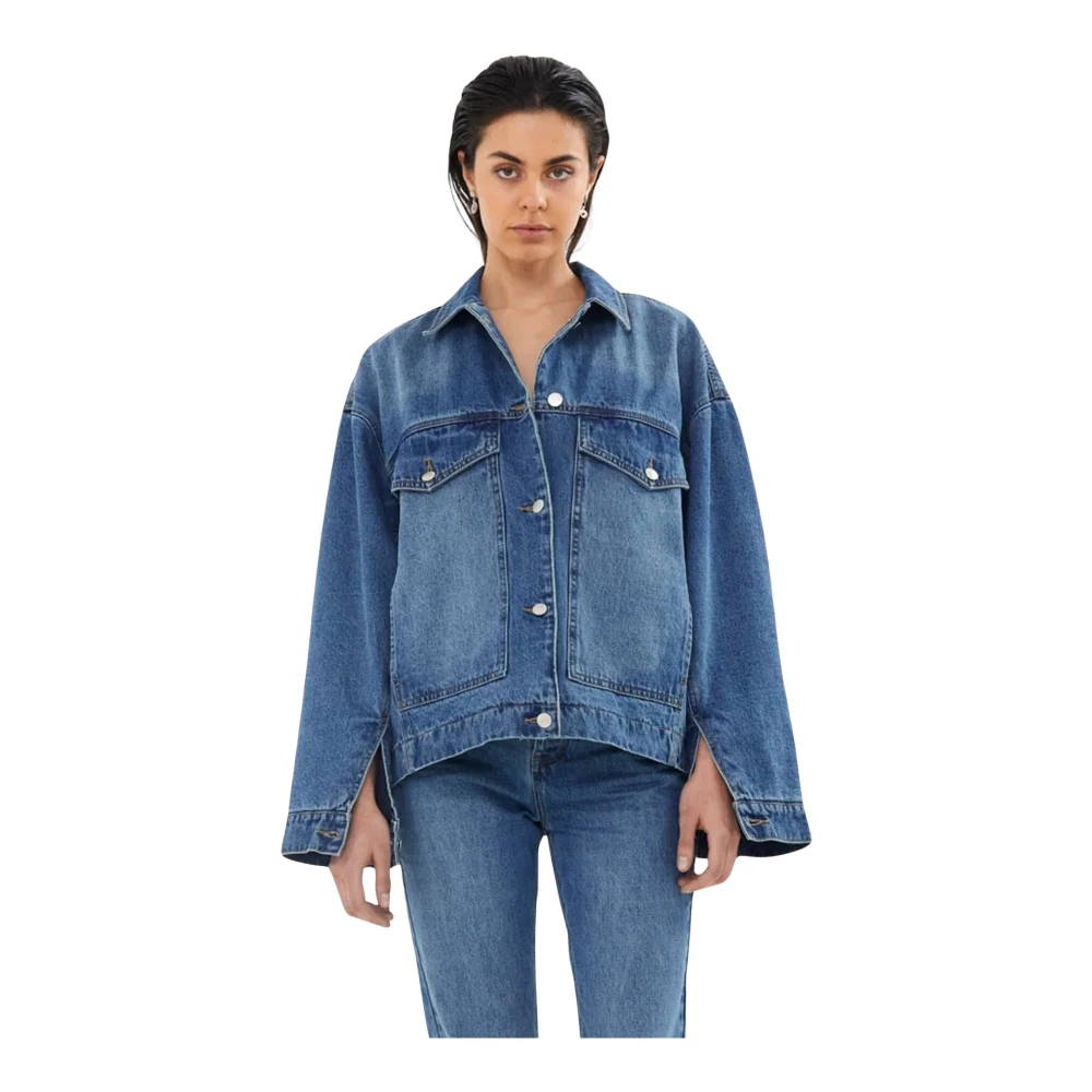 Rabens Saloner Denimjack met klassieke details Blue Dames