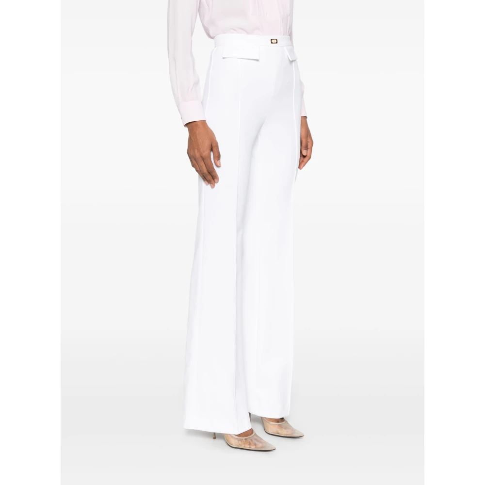 Elisabetta Franchi Ivoor Hoge Taille Broek White Dames
