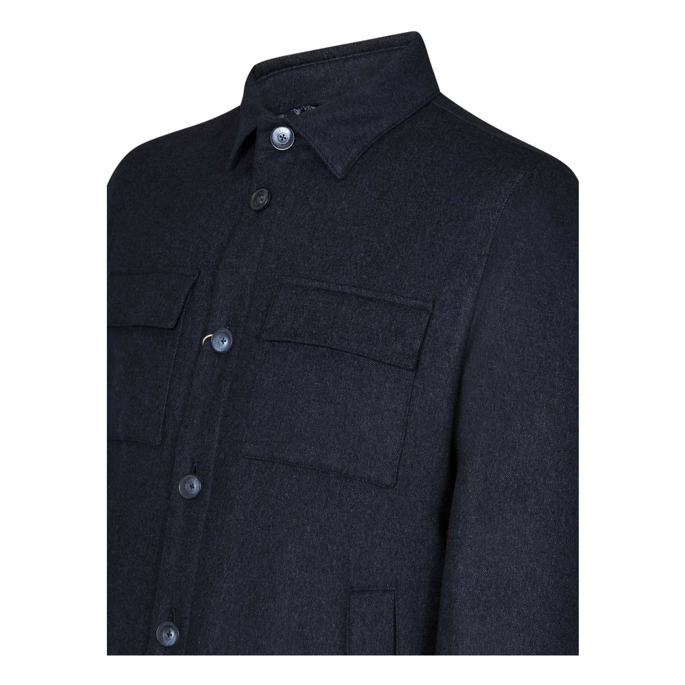 Herno Elegante Kasjmieren Zijden Jas Blue Heren