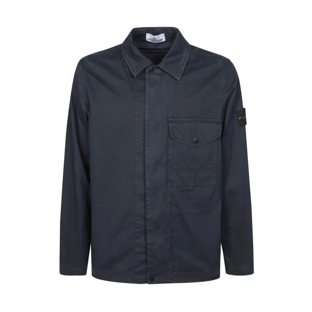 Stone Island Blue Light Jackets, Male, Xl, Overshirt V0120