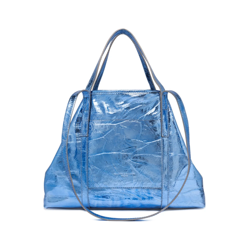 Gianni Chiarini Superlight Shopping Bag Bluette Gelamineerd Leer Blue Dames