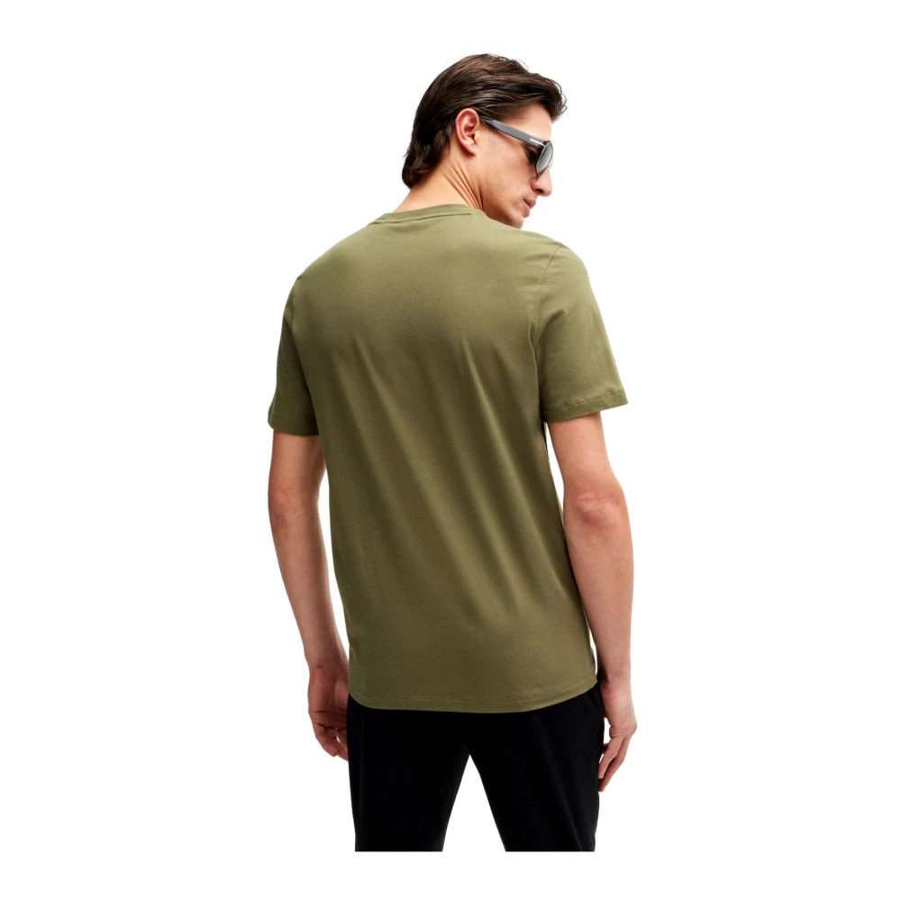 Hugo Boss Groene Katoenen Logo Print T-shirt Thompson Green Heren