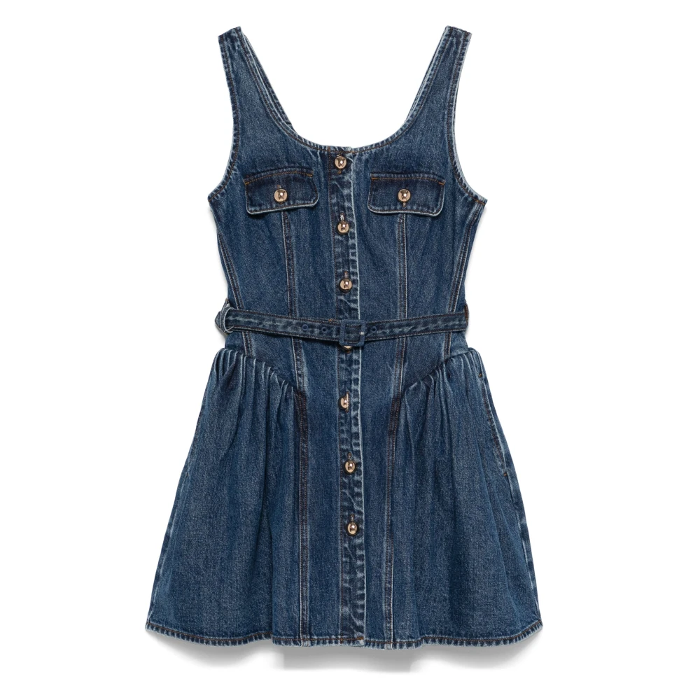 Self Portrait Uitlopende Mini-jurk van Denim Blue Dames