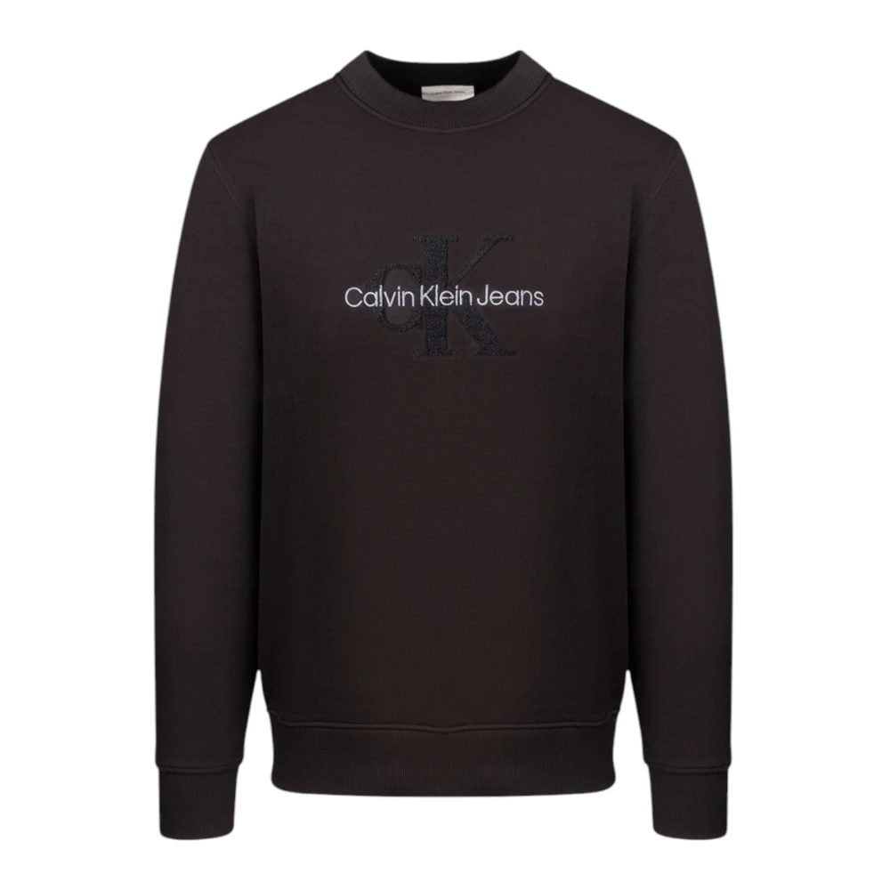 Calvin Klein Jeans Chenille Monologo Crew Neck Sweatshirt Black Heren