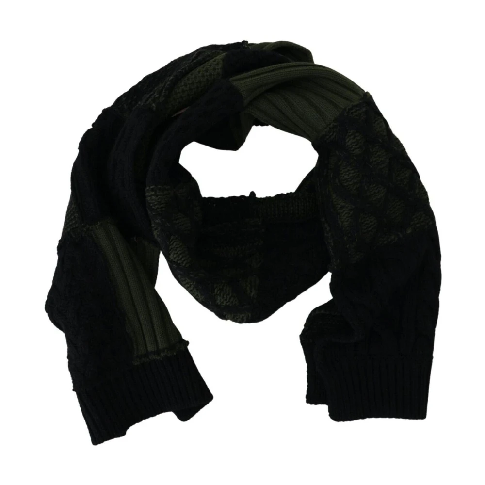 Dolce & Gabbana Black Green Knitted Men Neck Wrap Shawl Scarf - Image 3
