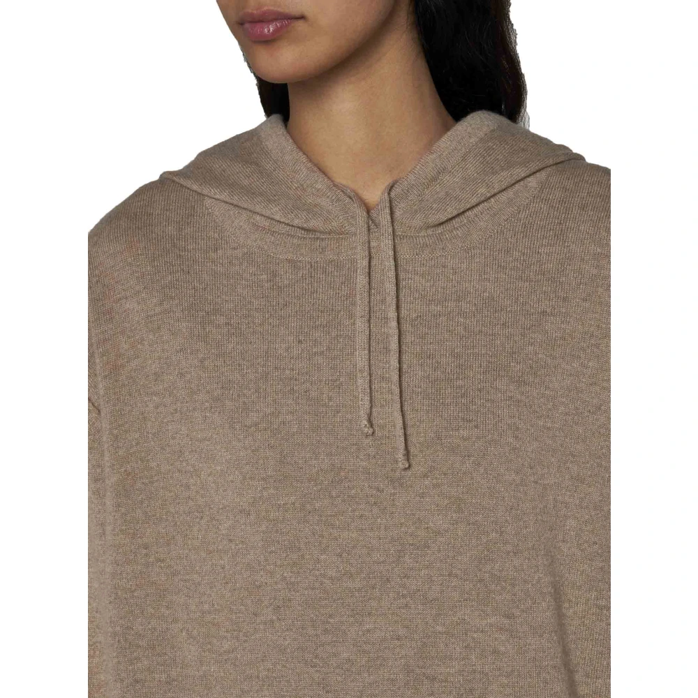 Maison Margiela Ribgebreide Trui met Trekkoord Capuchon Brown Dames