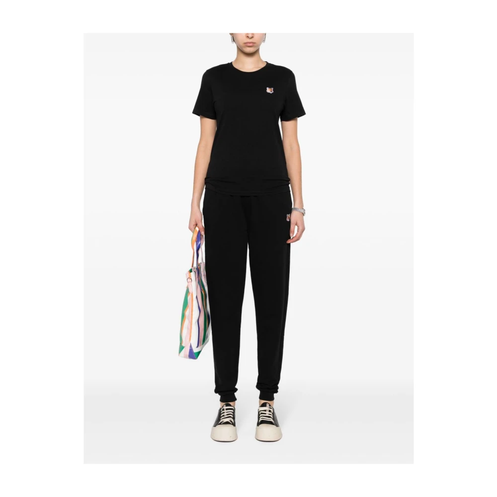 Maison Kitsuné Zwarte Fox Motif T-shirts en Polos Black Dames