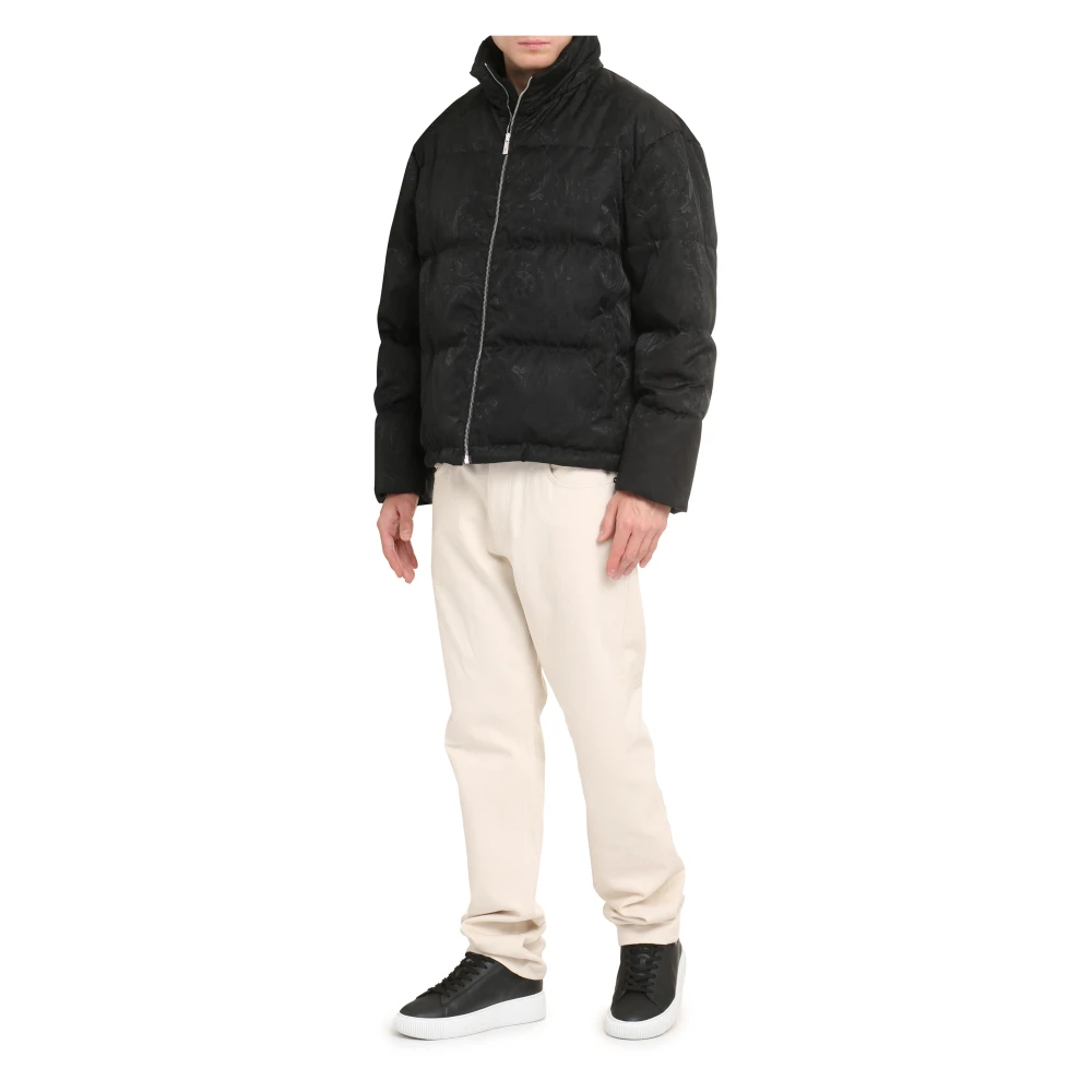 Versace Jacquard Volledige Ritssluiting Donsjas Black Heren