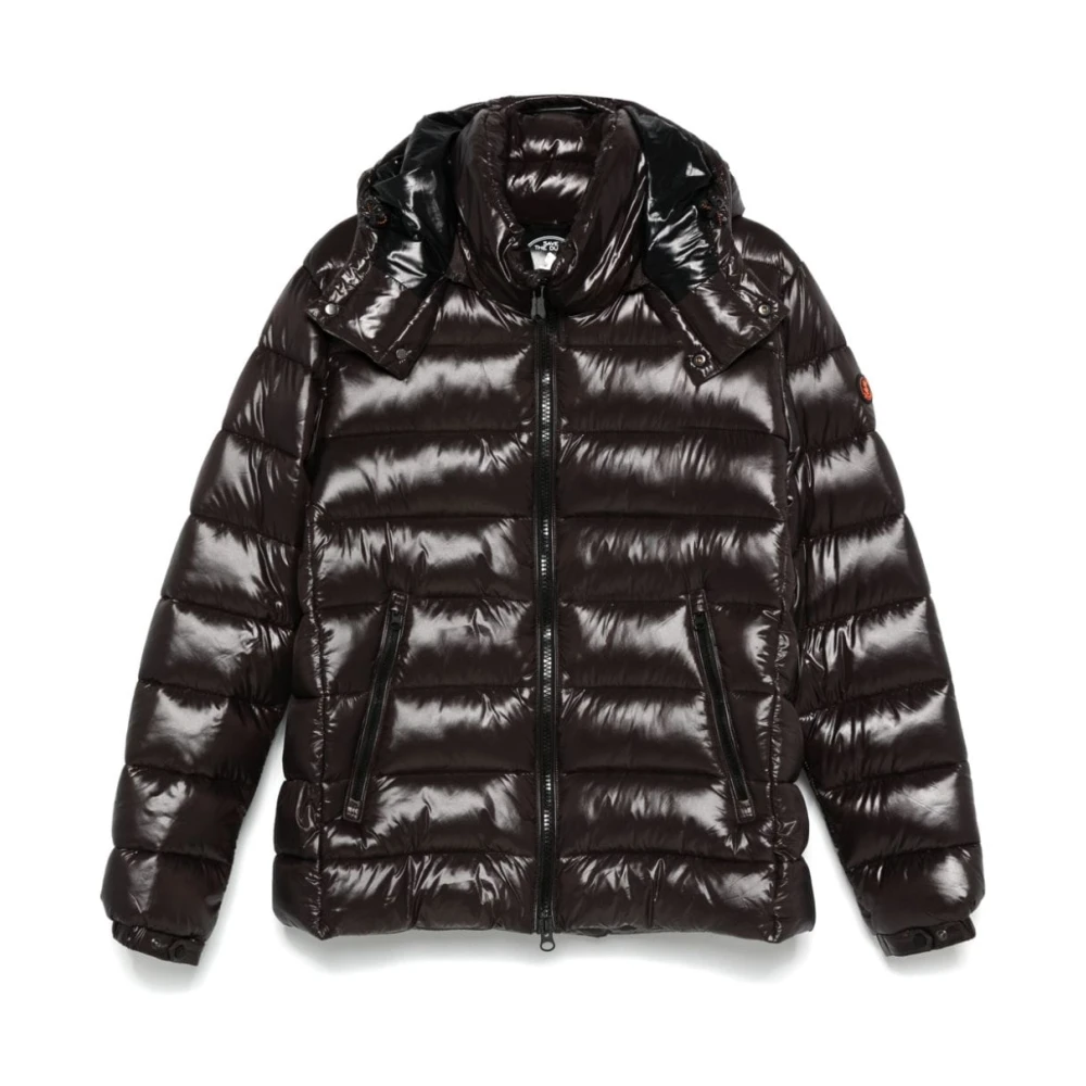 Save The Duck Bruine Gewatteerde Jas met Afneembare Capuchon Brown Heren