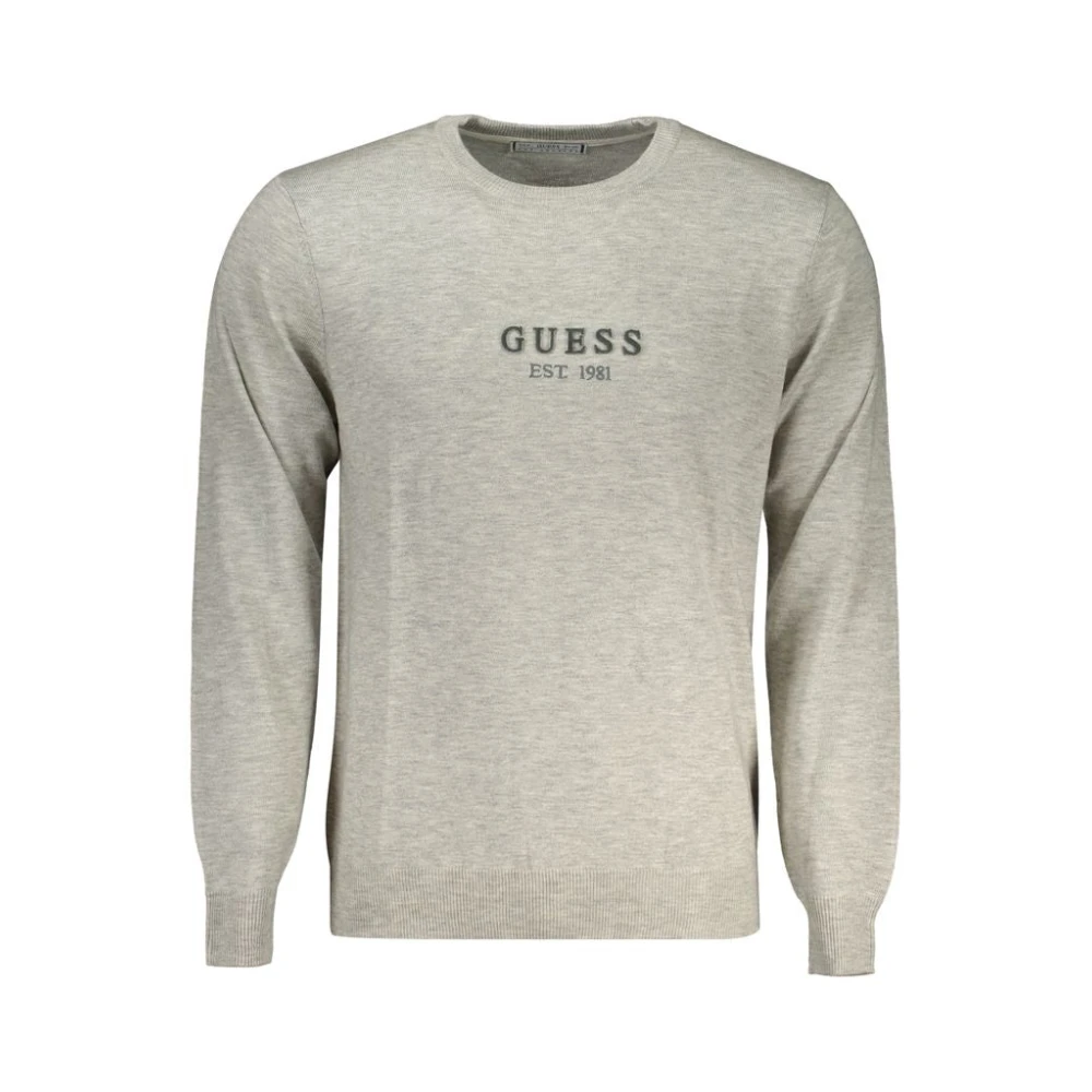 Guess Grijze Polyester Pullover met Print Logo Gray Heren