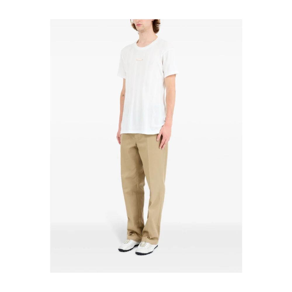 Maison Margiela Witte Logo Patch T-shirts en Polos White Heren