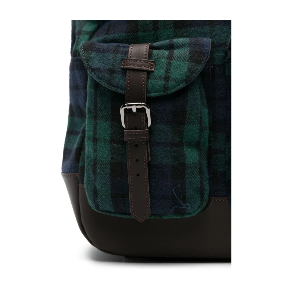 MC2 Saint Barth Tartan Print Eco-Leren Rugzak Groen Green Heren