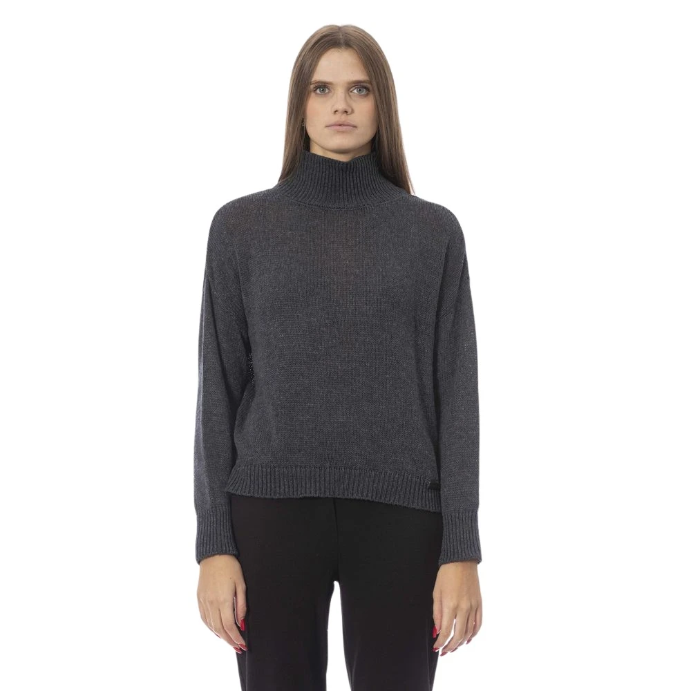 Baldinini Volcano Neck Sweater Gray Dames
