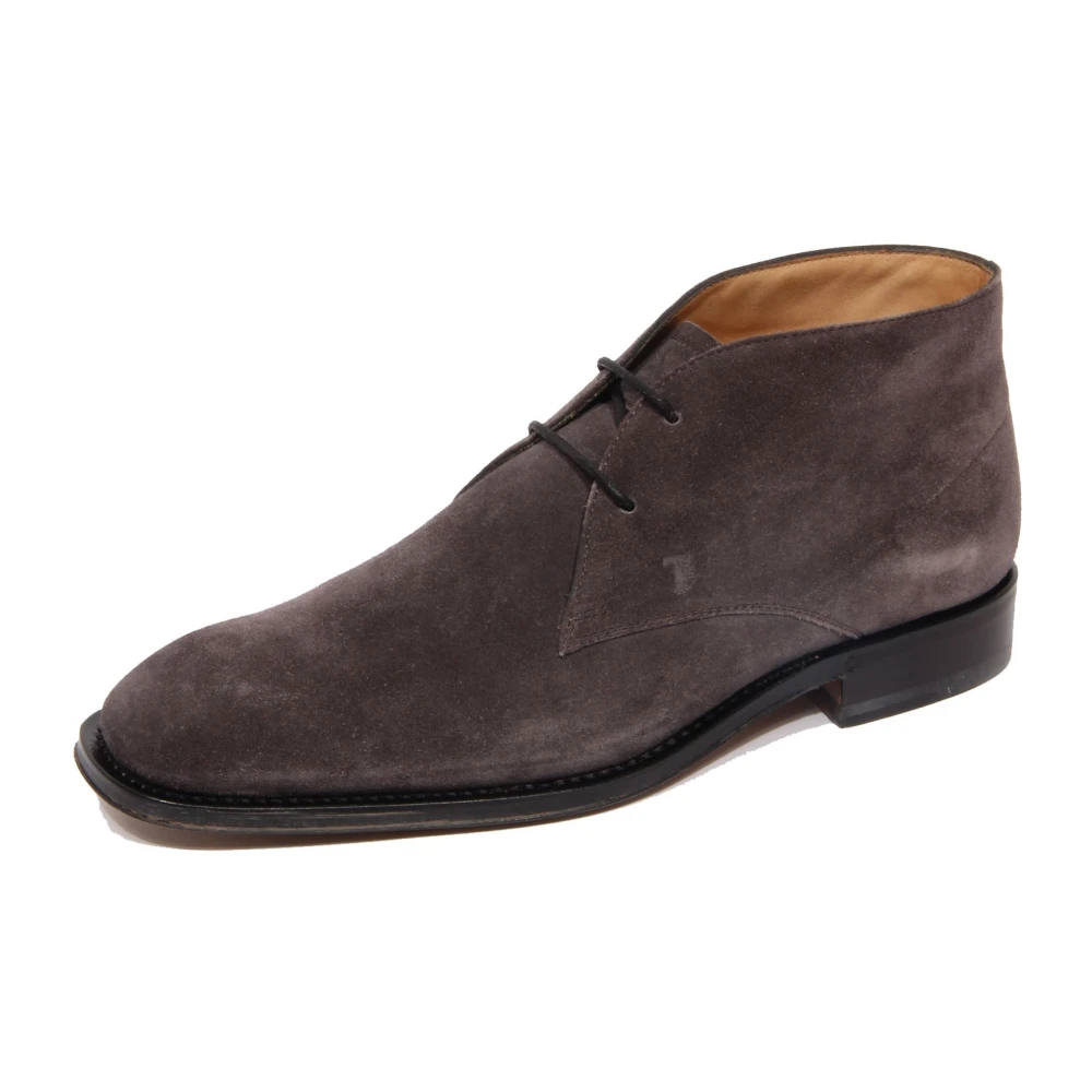 Tod's Men's Gray Polacchino Ankle Boot - Lace-Up Boots - 6 1/2 Uk - Shoes