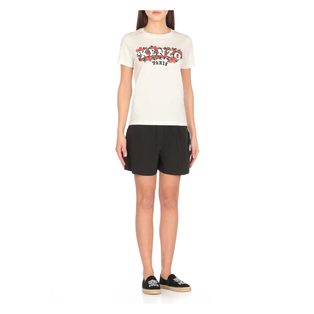 Kenzo Wit Katoenen T-shirt met Logoprint White Dames