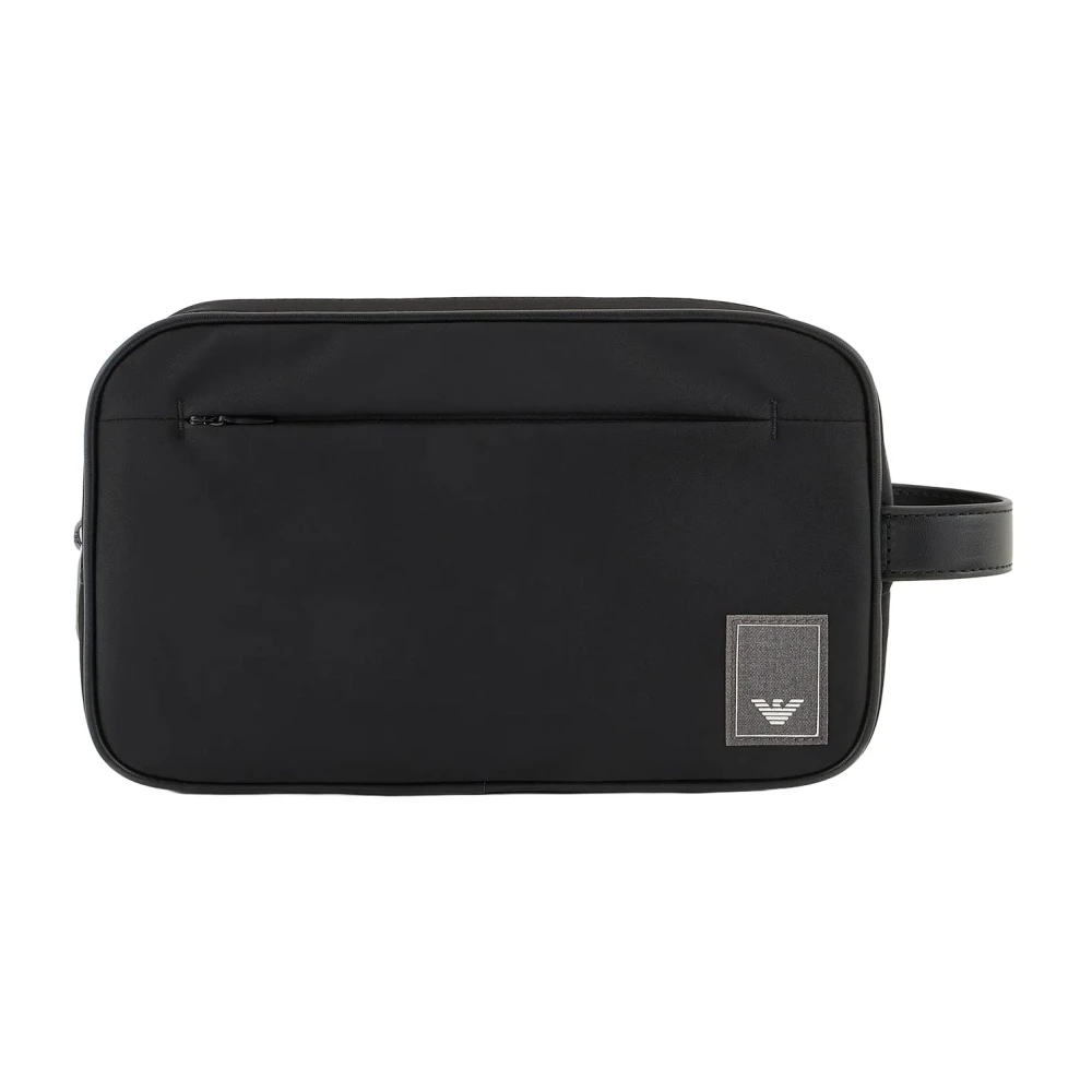 Emporio Armani Zwarte Nylon Patch Collectie Tas Black Heren