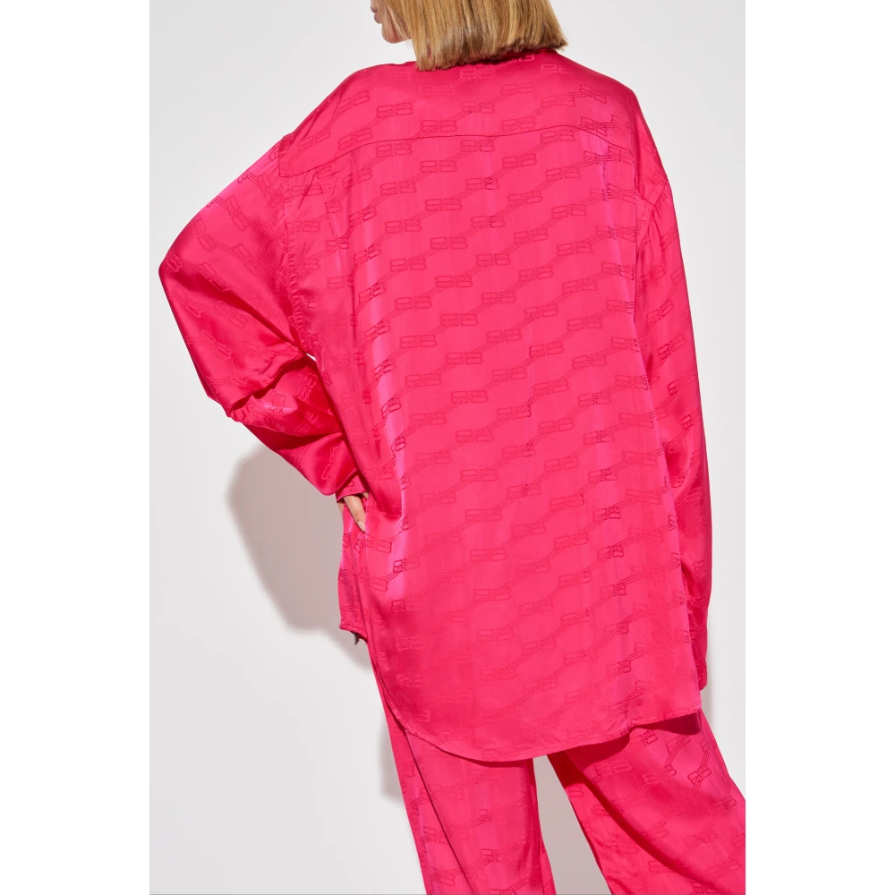 Balenciaga Losvallend overhemd met monogram Pink Dames