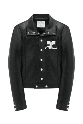 blouson-en-faux-cuir-avec-patch-logo