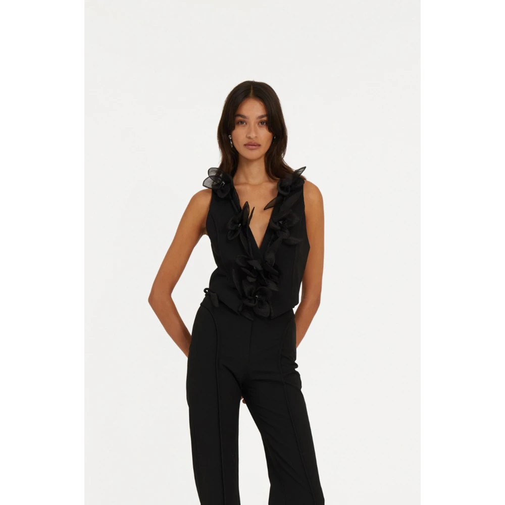 Rotate Birger Christensen Zwarte Bloem Waistcoat Black Dames