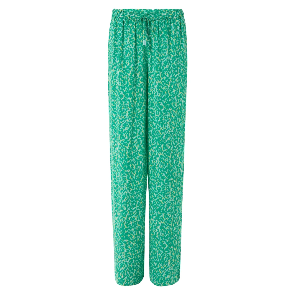 Comma casual identity high waist relaxed broek met all over print groen blauw