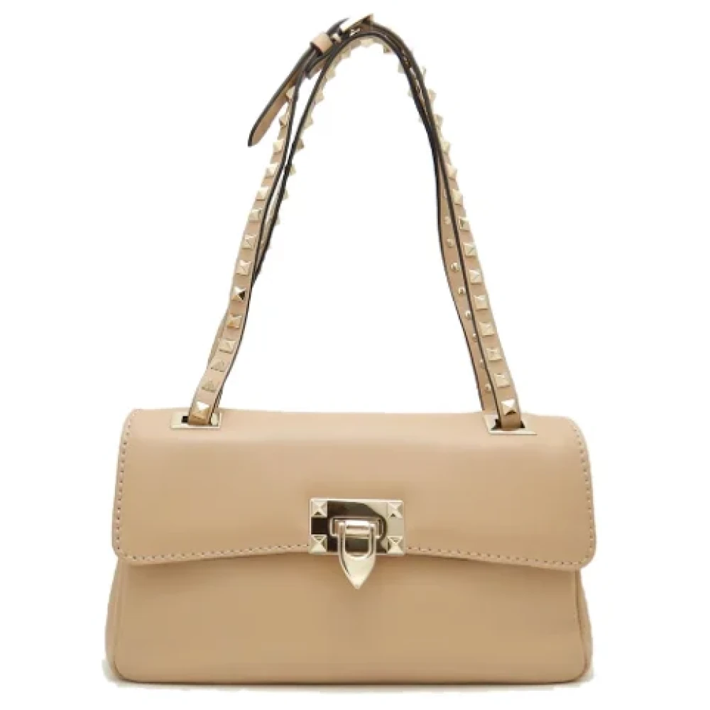 Valentino Vintage Pre-owned Leather shoulder-bags Beige Dames
