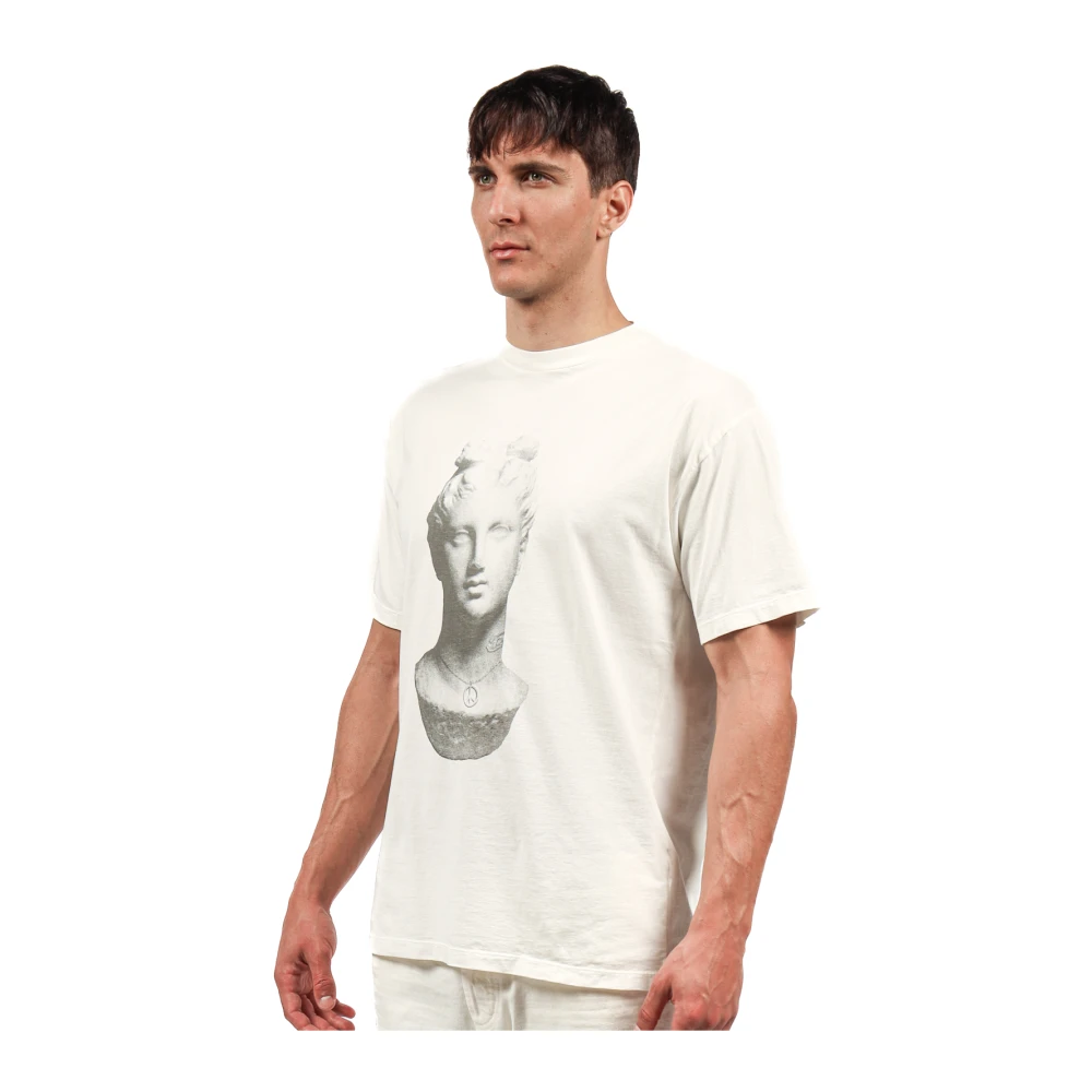 Aries Beeld Print Wit T-shirt Beige Heren