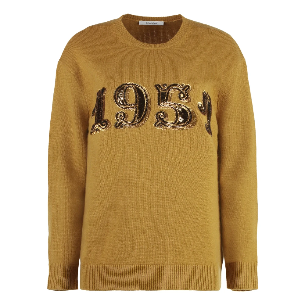 Max Mara Women's Brown Round-Neck Knitwear, Xs, Plata Wool And Cashmere Jumper