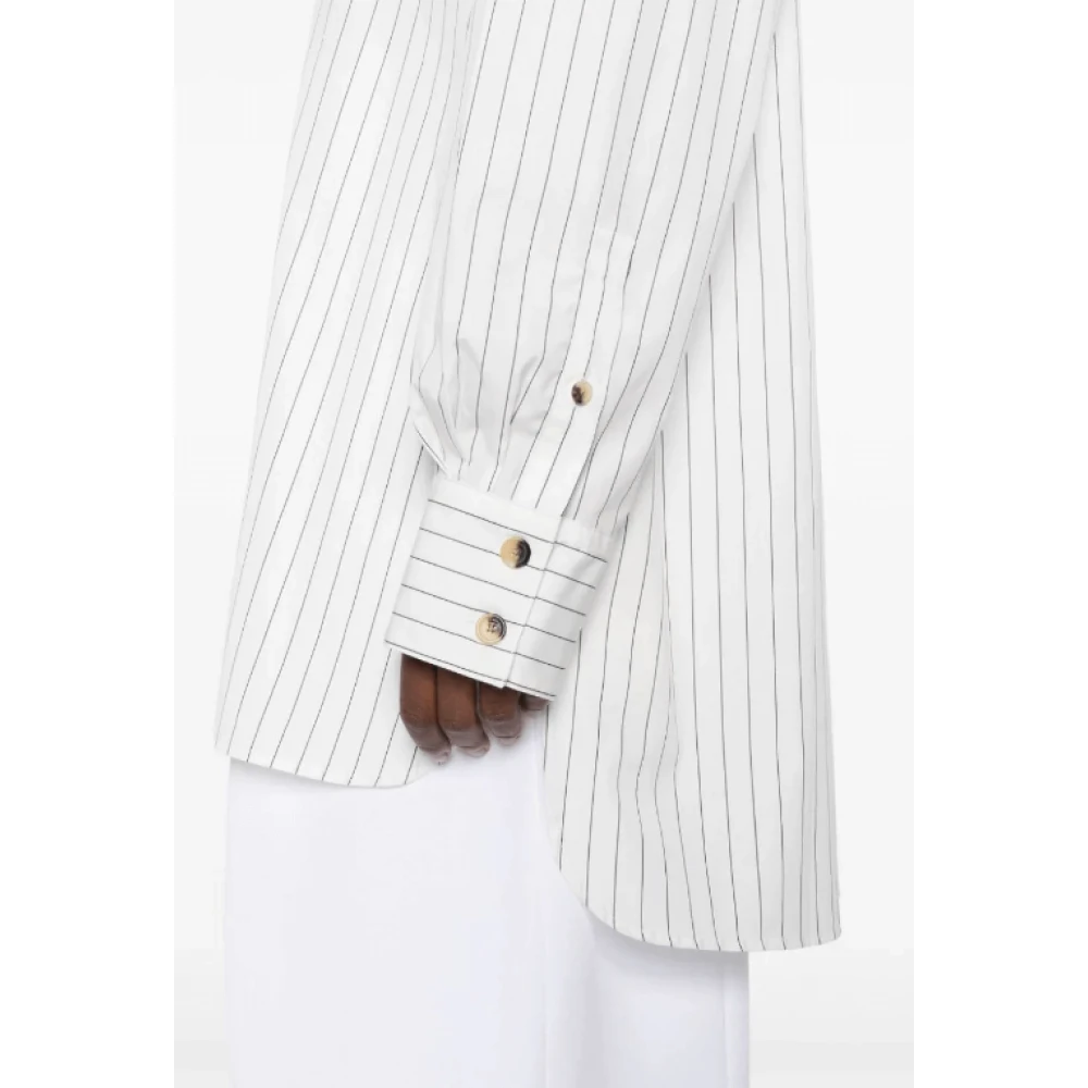Khaite Verticaal Gestreepte Poplin Shirt White Dames