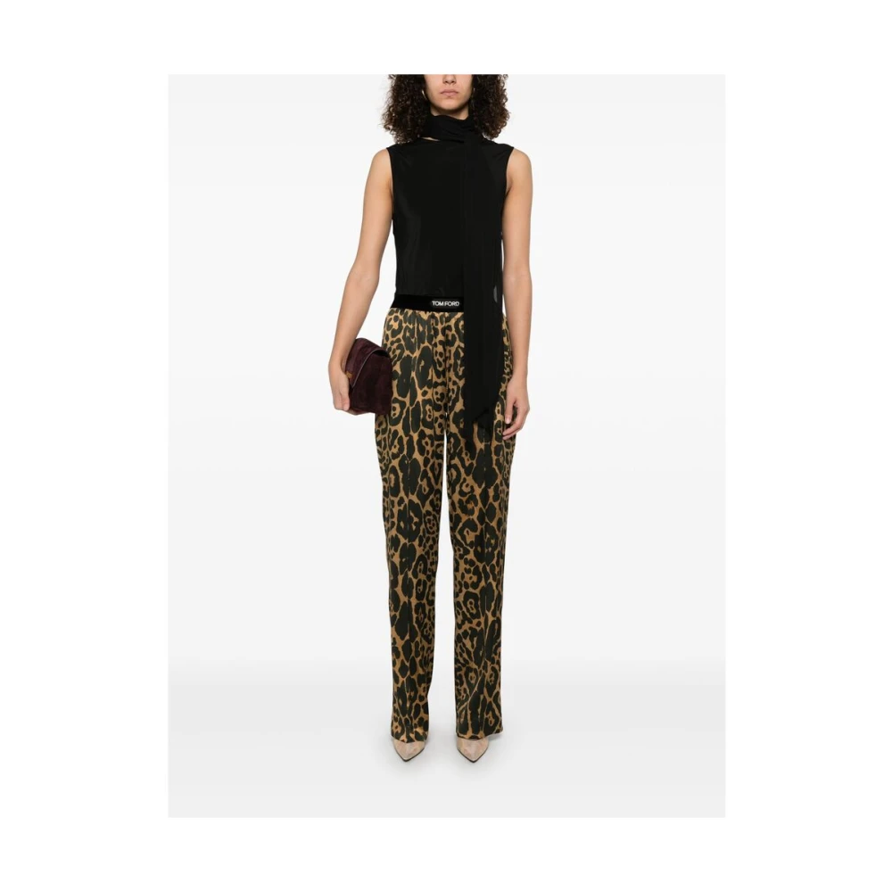 Tom Ford Animalier Bruine Elastische Taillebroek Multicolor Dames