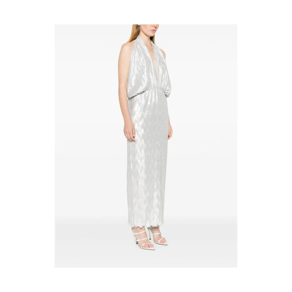 L'idée Metallic Halternek Jurk met Diepe V-hals Gray Dames