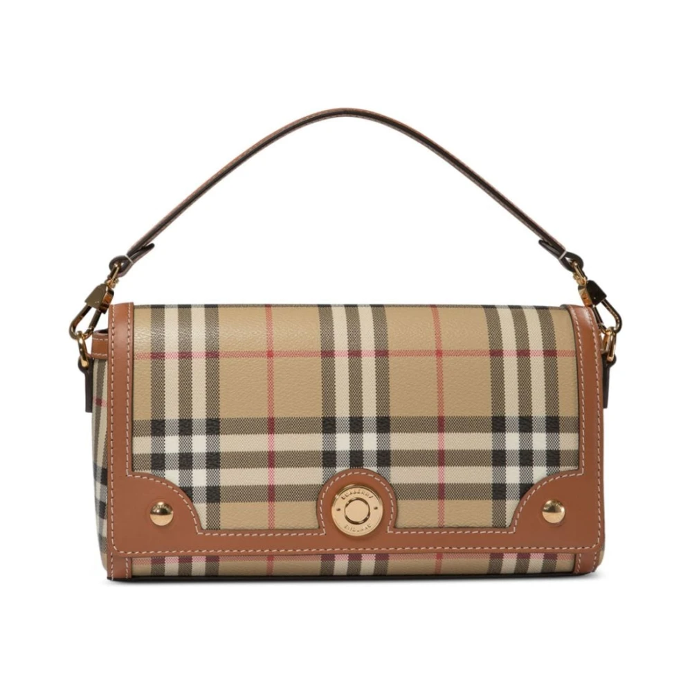 Burberry Multicolor Vintage Check Leren Tas Beige Dames
