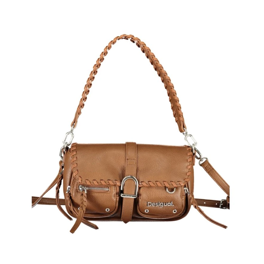 Desigual Bruine handtas met afneembare schouderband en meerdere compartimenten Brown Dames