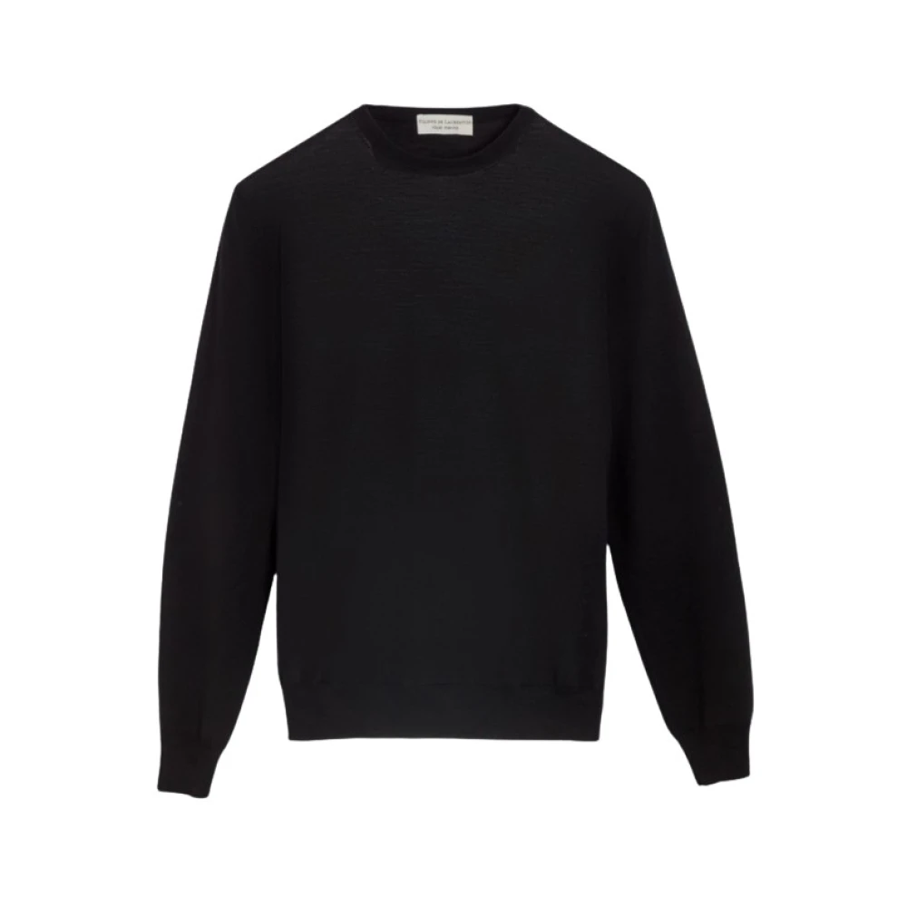 Filippo De Laurentiis Merino wol ronde hals trui Black Heren