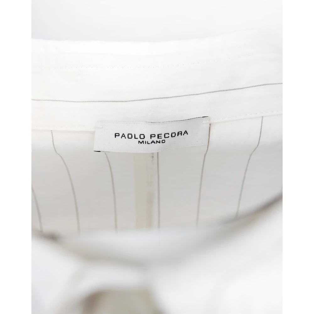 Paolo Pecora Beige Overhemd met Lange Mouwen en Zakken White Heren