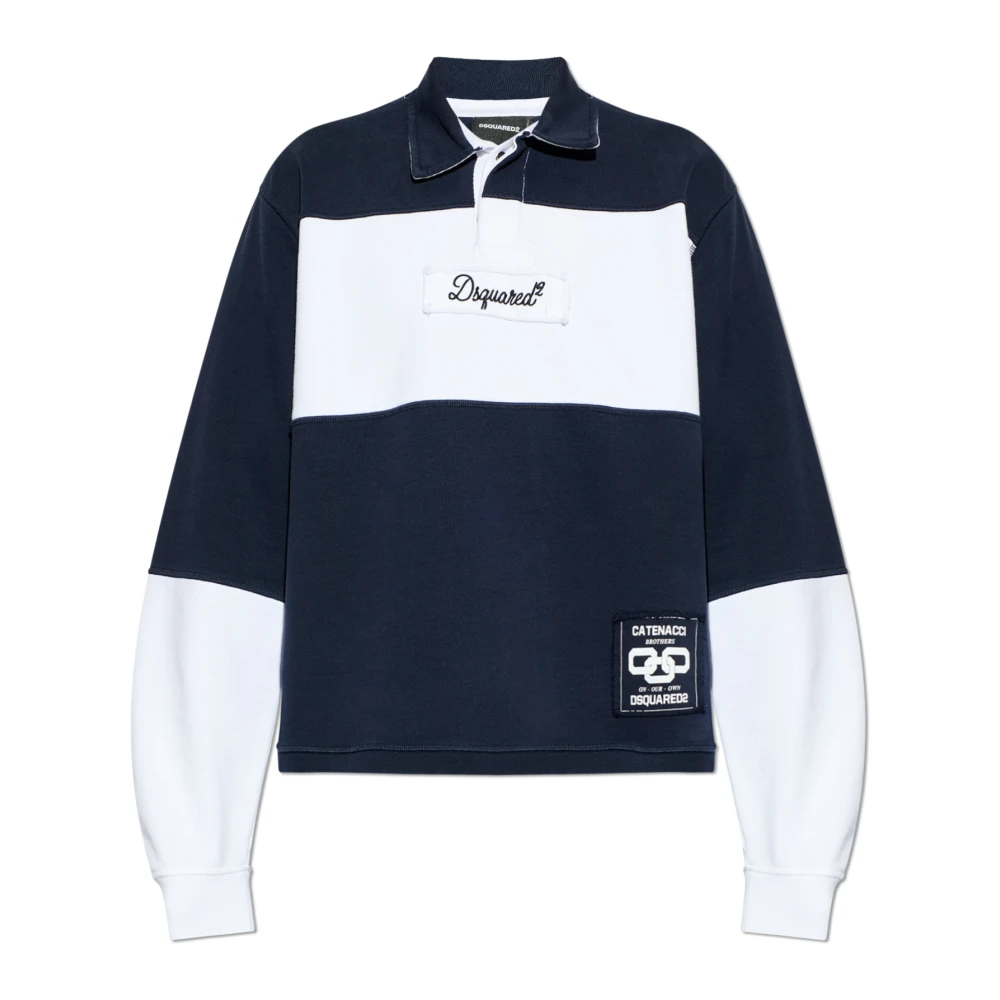 Dsquared2 Blue Polo Shirts, Male, L, Polo Shirt With Embroidered Logo